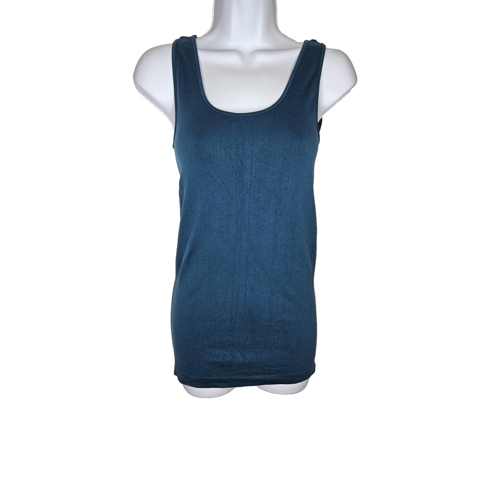 Skinny Teal Fitted Tank Top Stretch Longline Bodycon Layering Minimalist Basic